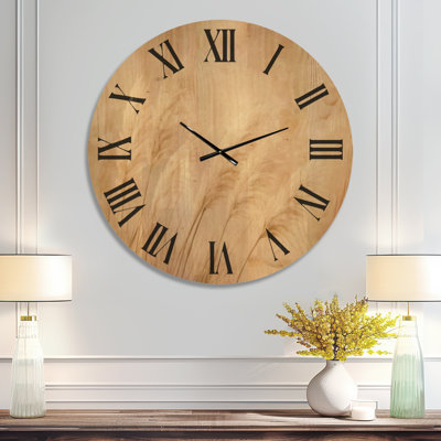 Très grande horloge murale en bois imprimé bohème - douce brise pampa