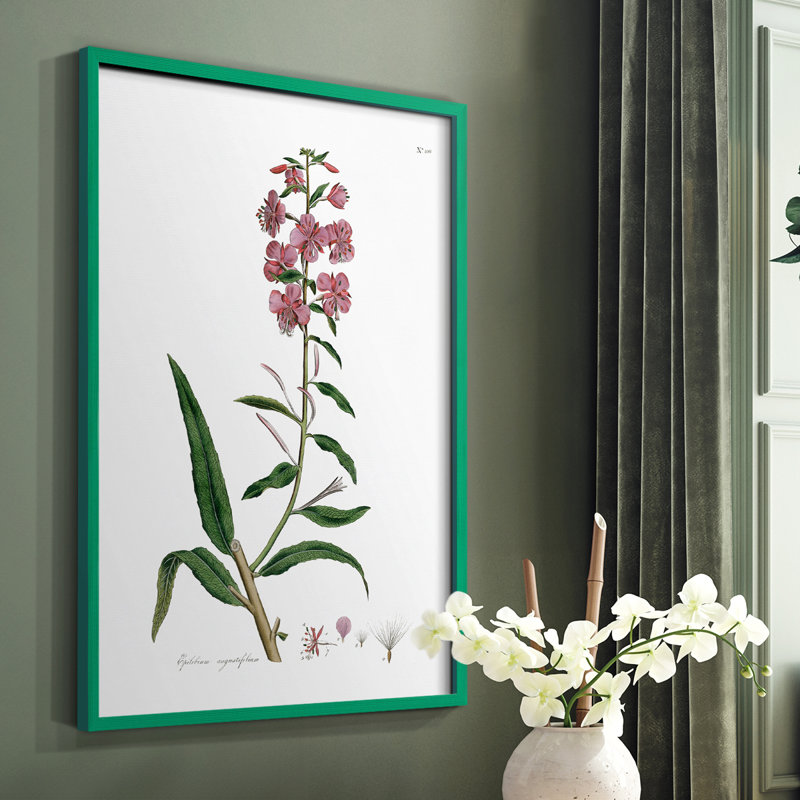 Rose Botanical I, reproduction encadrée - bois massif, Vert, H 10 po x l 8 po