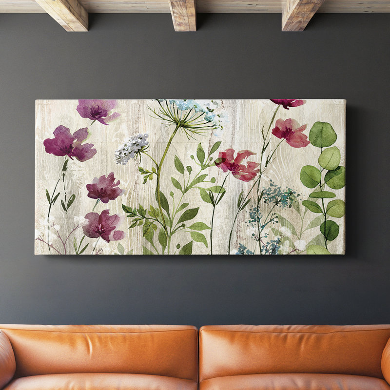 Meadow Flowers I - Toile tendue avec châssis - Prêt à accrocher, H 20 po x l 40 po