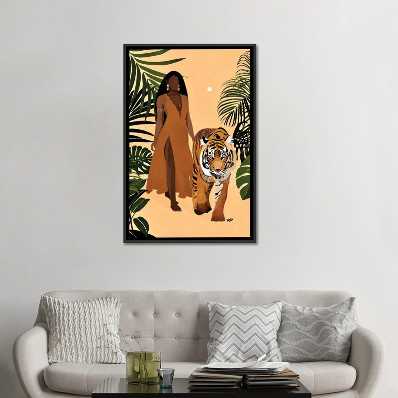 « Aliya » par Bria Nicole-impression d’art graphique, Pas de tapis, H 48 po x l 32 po x P 1,5 po, Toile avec cadre noir