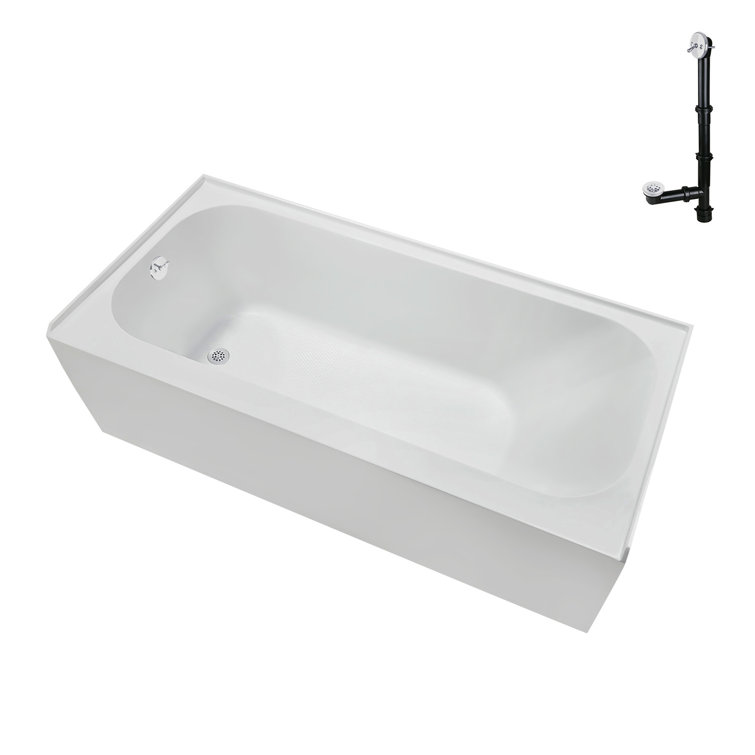 Streamline 60 in. x 30 in. Acrylic Left-Hand Drain Alcove Bathtub in Glossy White With External Drain