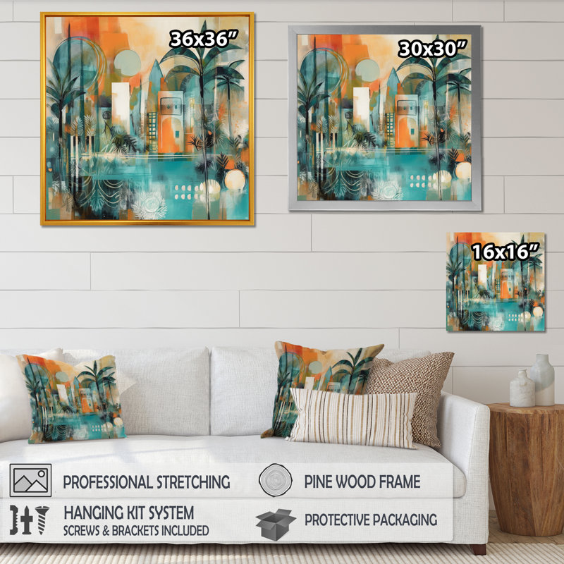 «Kathyrne Green and Orange Reflections Of A Free Mind I», reproduction sur toile, Cadre photo noir