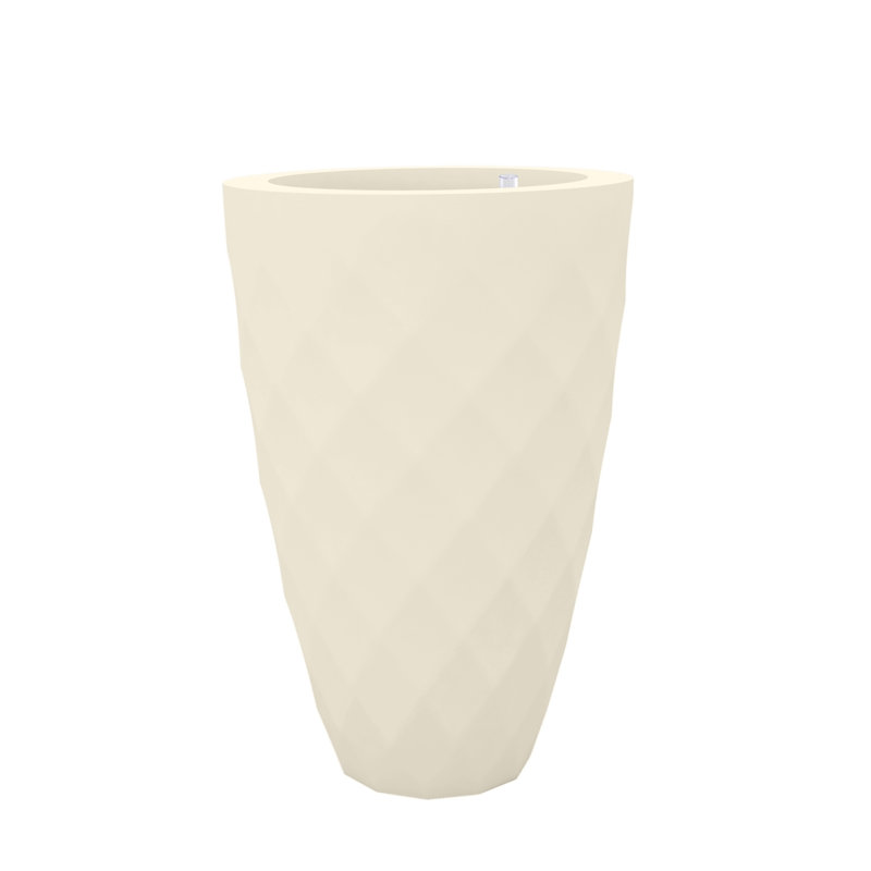Vases Polyethylene Resin Pot Planter, 39.25" H x 25.5" W x 25.5" D, Ecru