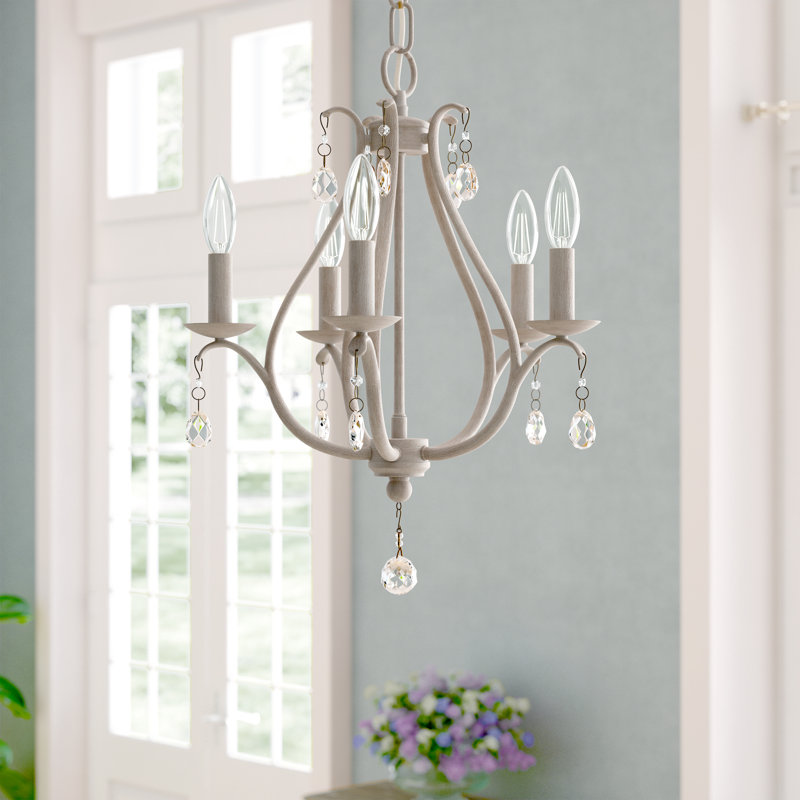 Negron 5 - Light Empire Chandelier, Antique Linen, Clear