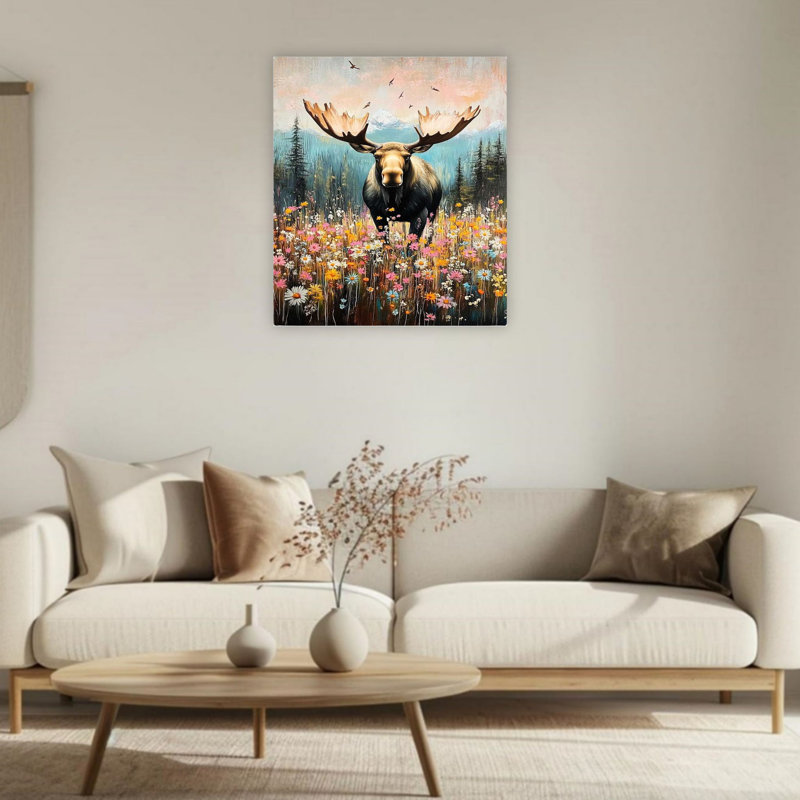 Deer & Rustic Forest Unframed Canvas Wall Art  24" X 36"