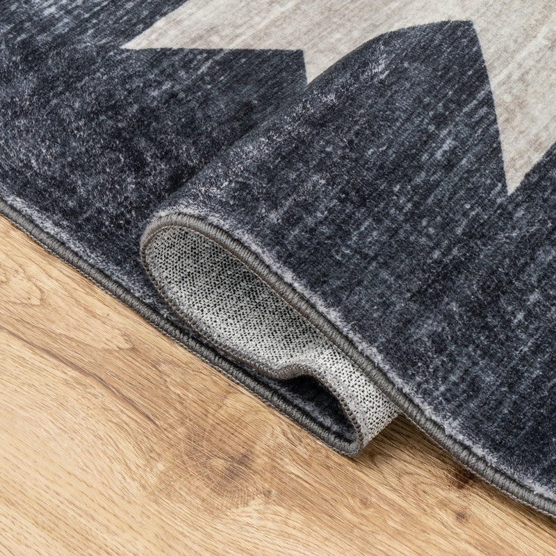 Tapis antidérapant Peyton Minimalist, Charcoal/Cream, Rectangle 8' x 10'