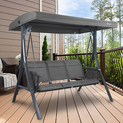 Otteridge 3 Person Outdoor Patio Swing with Powder Coated Steel Frame and Breathable Seating