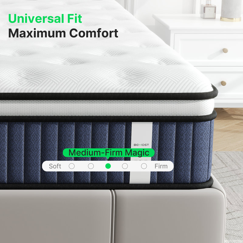 12" Medium Memory Foam Hybrid Mattresses with Certipur-US Certified Pocket Spring, Pressure Relief, and Motion Isolation, 12"