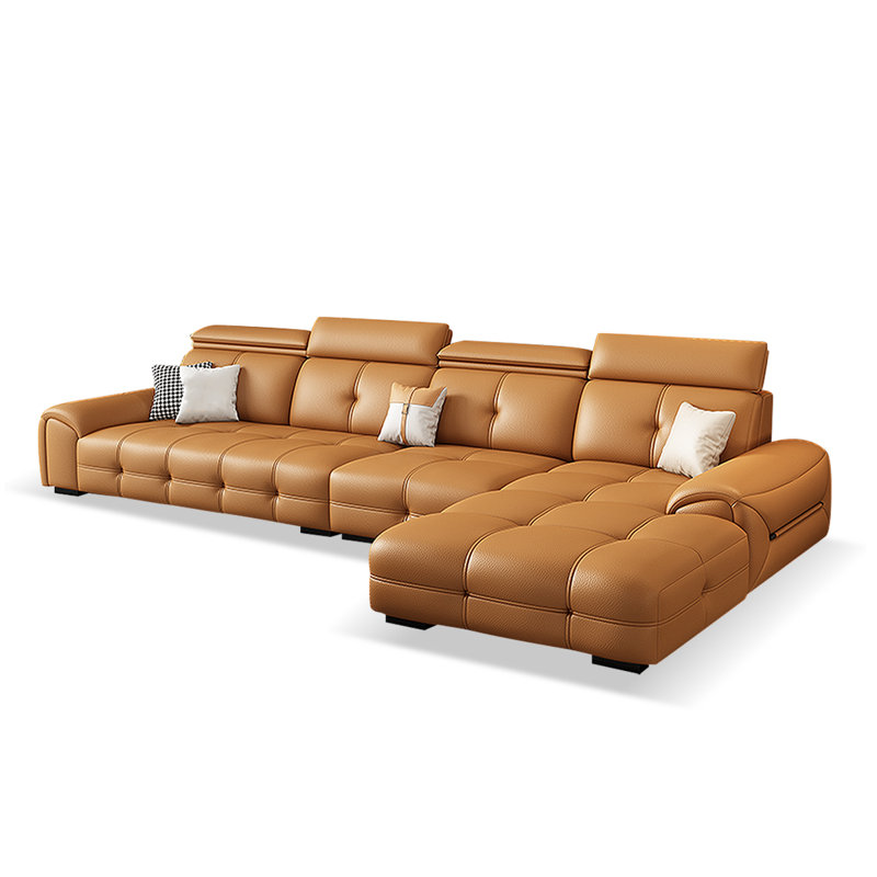 Canapé modulaire 3 pièces rembourré, Orange, H 36,22 po x l 133,86 po x P 41,73 po, Face à la droite