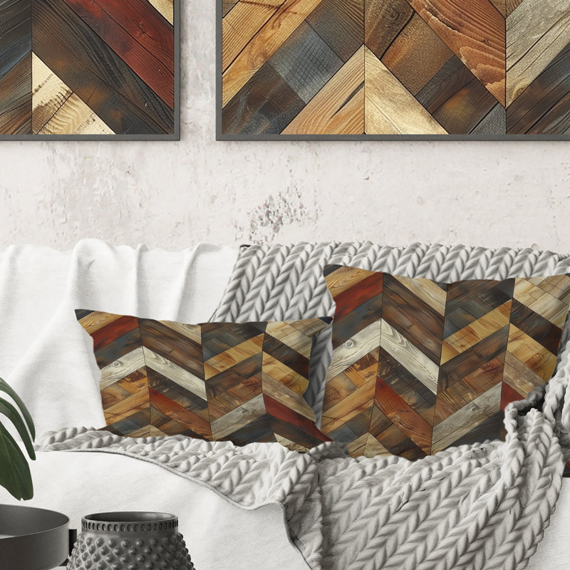 Coussin brun à chevrons II - Mid-Century