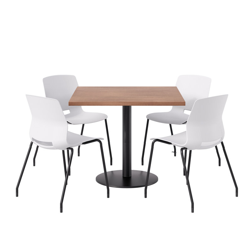 Ensemble repas pour 4 personnes à hauteur de bar, H 41 po x L 36 po x l 36 po, Blanc / noir, Cerise