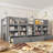 Twin XL Low Loft Bed with Multi-Storage Shelves | Curtain Under Bed & Chalkboard, No Box Spring Needed, Gray-169782664-169782671