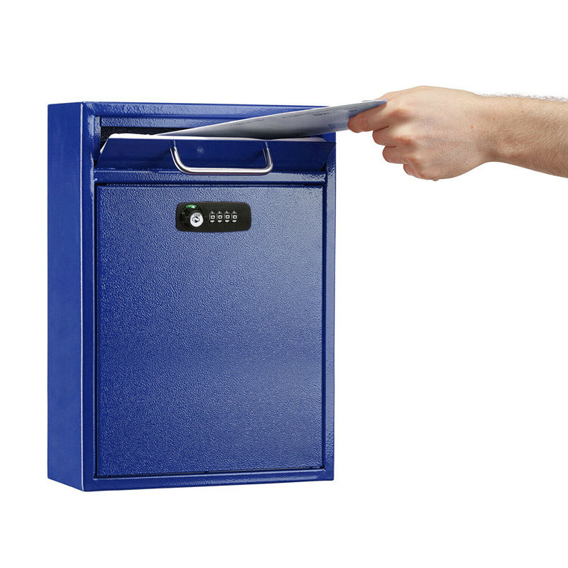 Large White Steel Wall Mount Secure Mailbox with Combination Lock