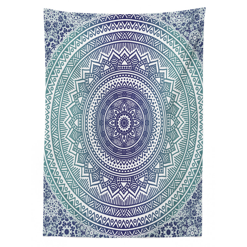 Dining Room Kitchen Tablecloth, 70" L x 52" W, Navy/Teal