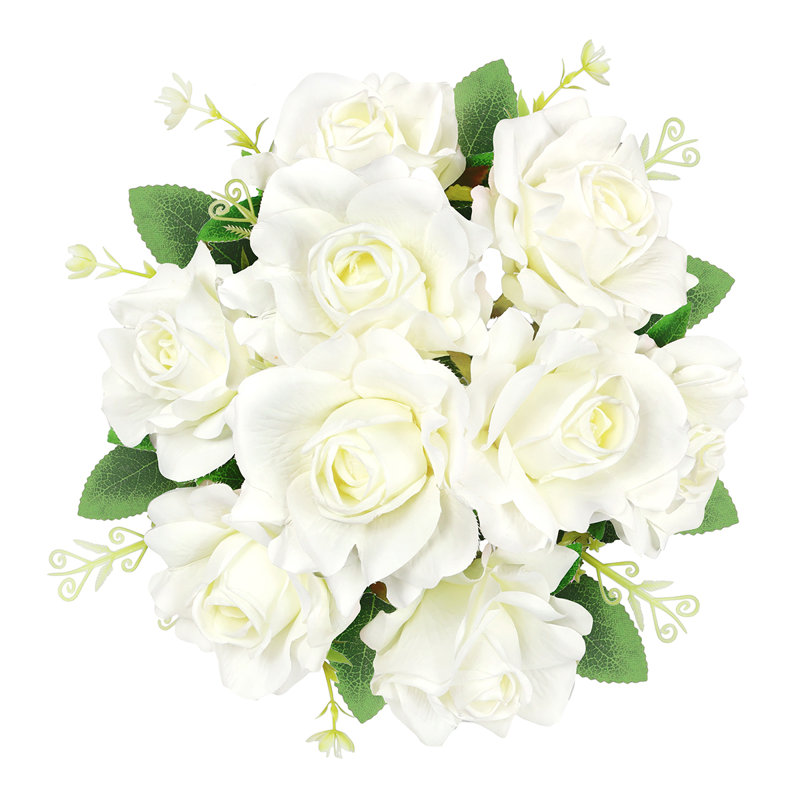 Bouquet de tiges de roses artificielles gardénia, Blanc, crème