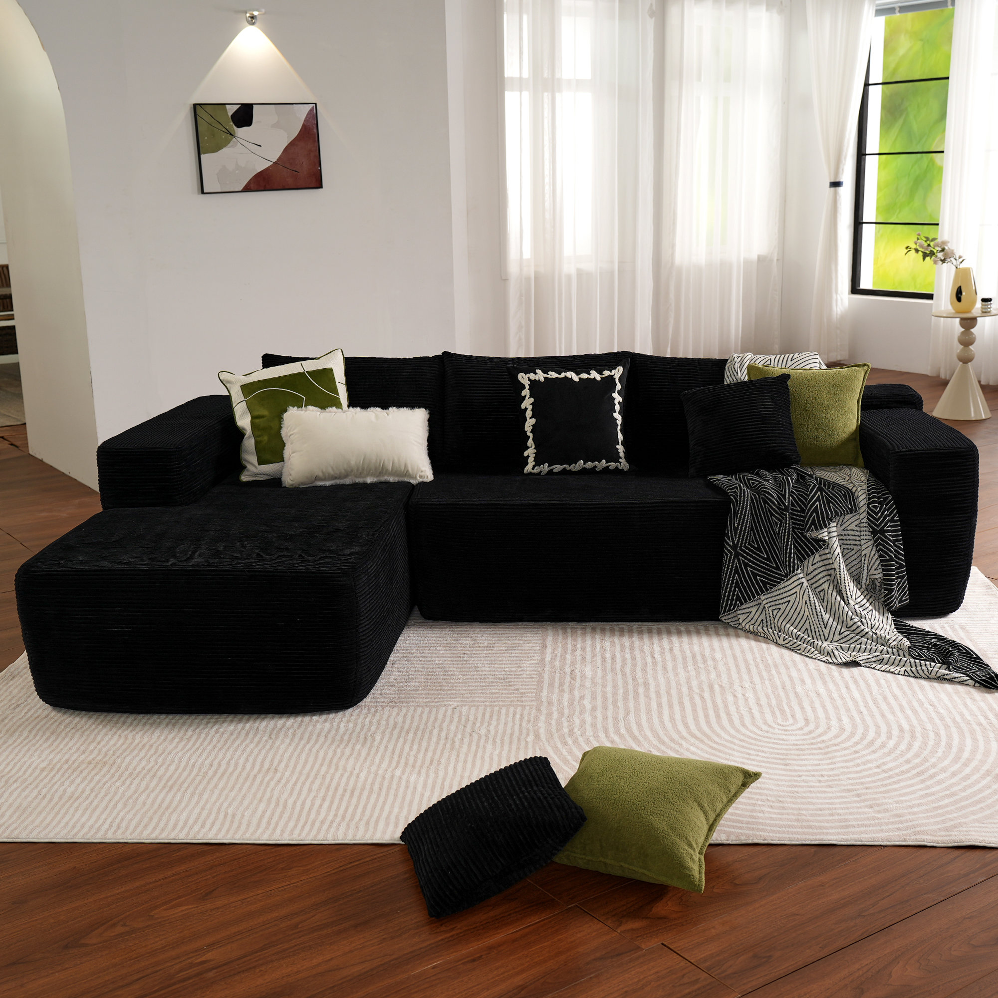 Sabit 2 - Piece Free Combination Sectional-No Assembly Required Sofa