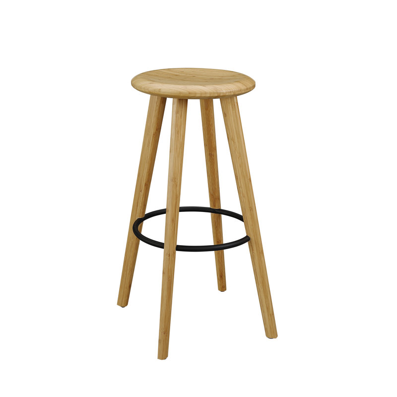 Tabouret de bar et de comptoir en bois massif Spitzer, Caramélisé / noir, Tabouret de bar (assise de 30 po de hauteur)