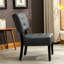 Fauteuil d'appoint en cuir mélangé gris - zone de confort surdimensionnée-1606920673