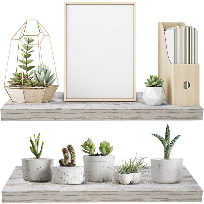 Sorbus 24" Floating Shelves with Invisible Mounting Set of 2, White