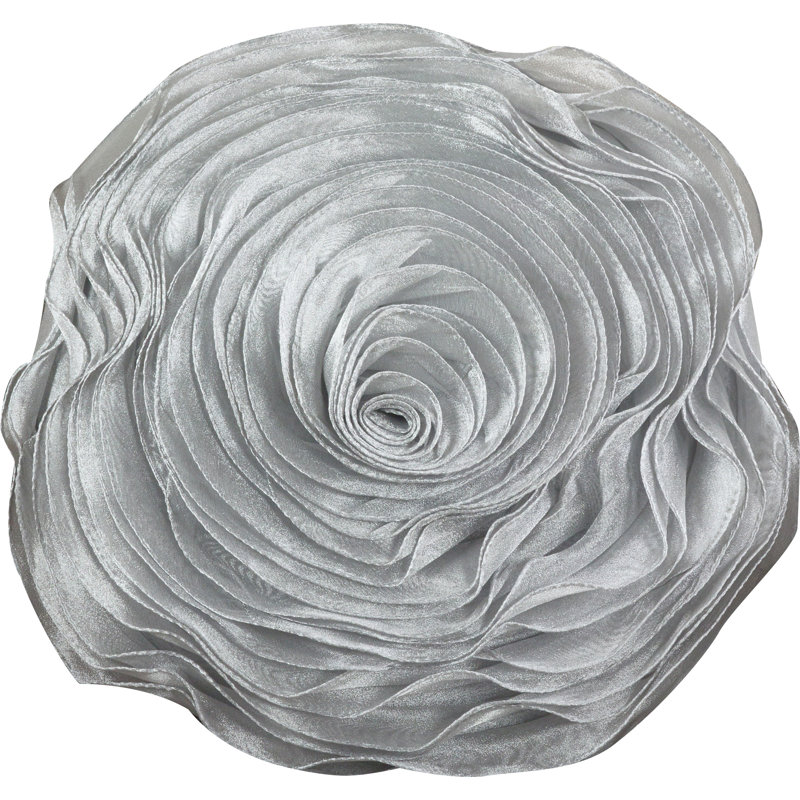 Silver Rose Design Poly Filled Square Throw Pillow