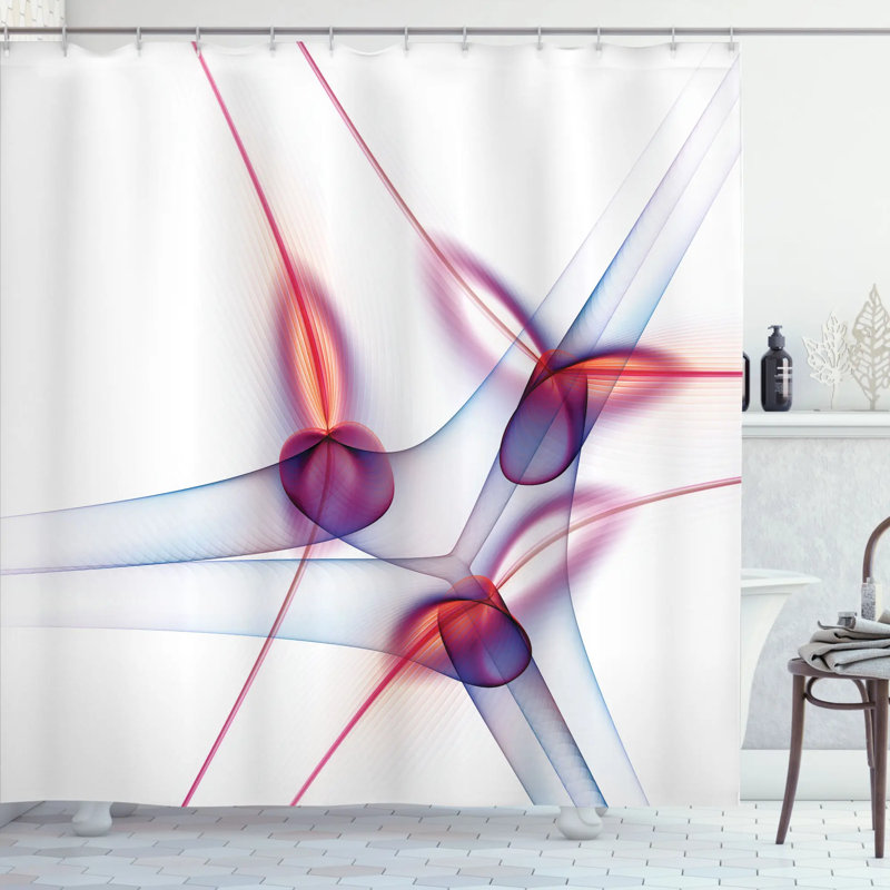 Rideau de douche simple à motif ondulé blanc modern, l 69 po x L 75 po