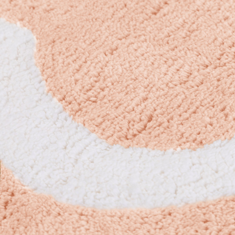 Tapis de bain 100% coton, Blanc / rose pastel