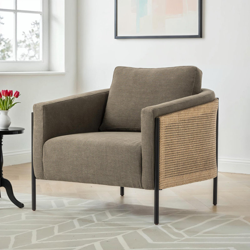 Fauteuil l 37 po Aurelina, Lin olive Broadway, Brun