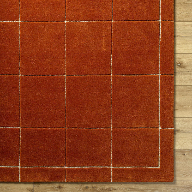 Mallory Rust, Light Brown Hand Tufted Area Rug, Rectangle 5' x 8'
