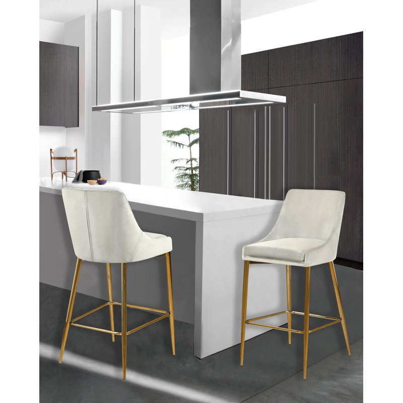 Tabouret de bar 27,5 po Karina, Doré, Velours crème