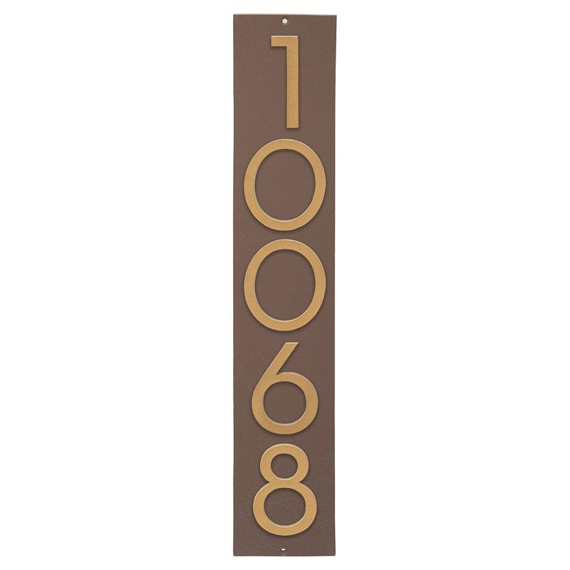 Plaque d'adresse verticale flottante de 6 po, Sable / or, Oui