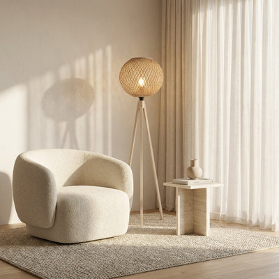 Lampe sur pied tissée crème Nordic