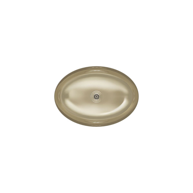 Rhythm Metal Oval Undermount Bathroom Sink, Mirror French Gold