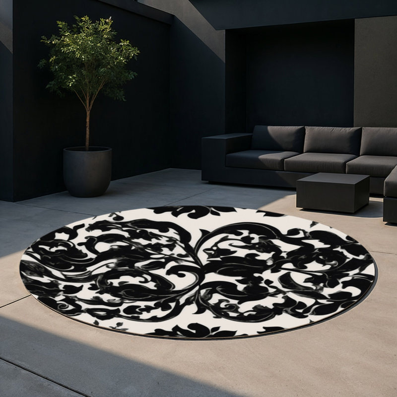 Pewter Grace Indoor And Outdoor Area Rug, Round 5'