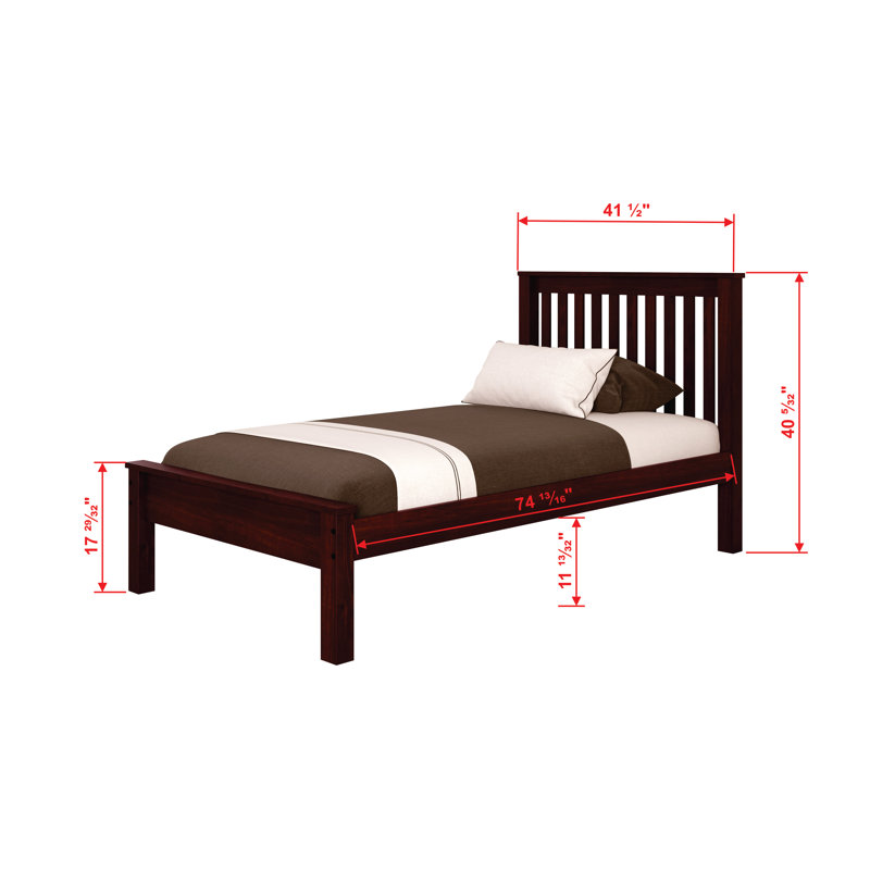 Lit plateforme simple en bois massif Auouge par Harriet Bee, Cappuccino foncé