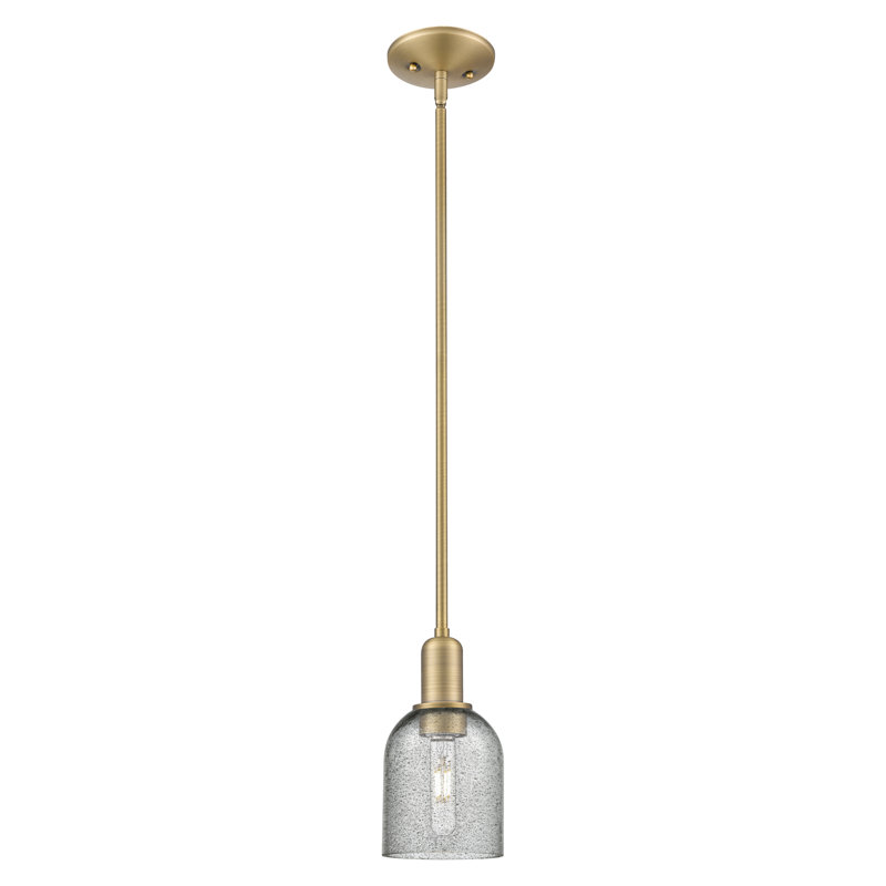 Arcadia - Caledonia - Mini-luminaire suspendu avec tige 5 po 1 lumière, Brushed Brass, Gris anthracite
