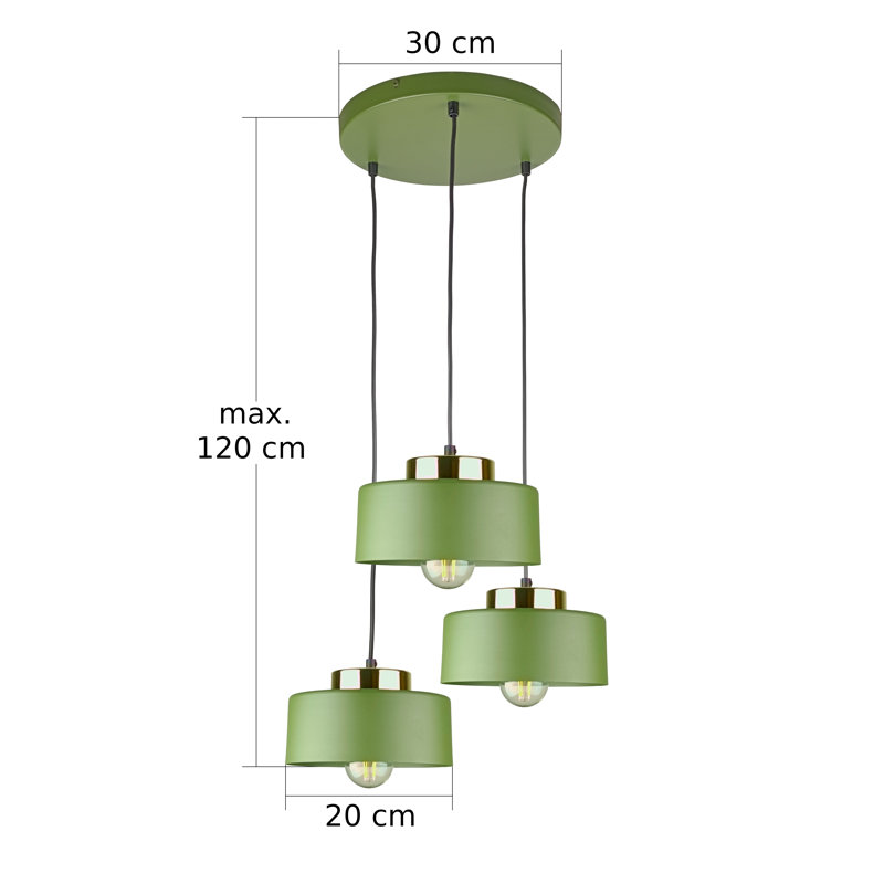 3 - Light Drum Pendant, Green