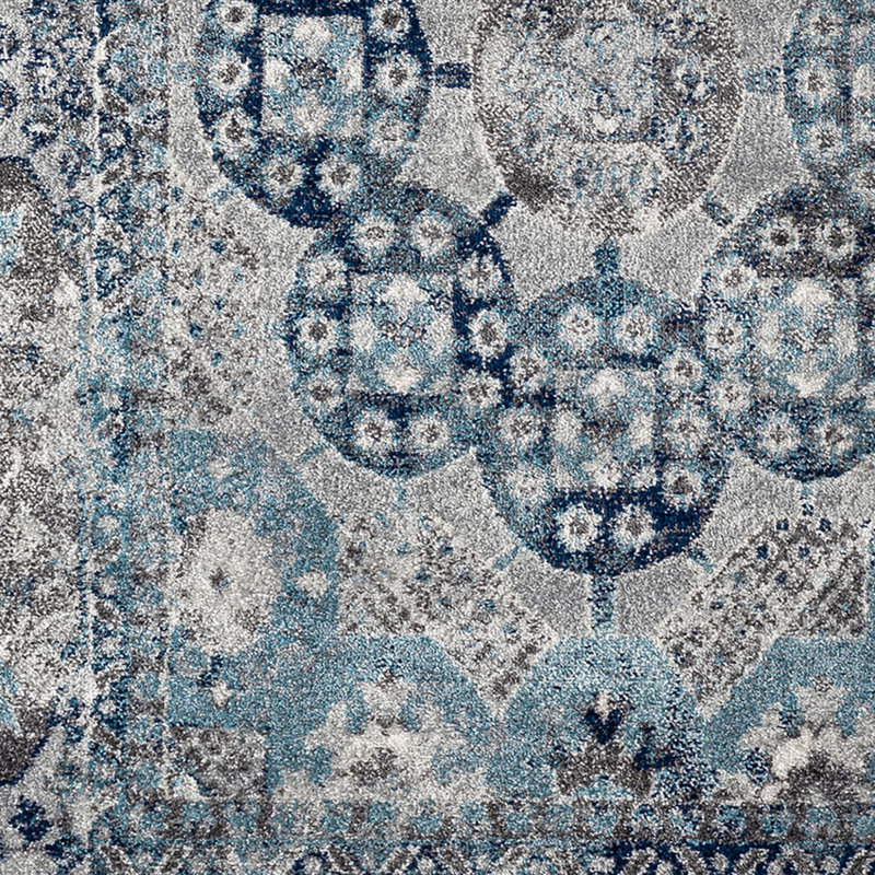 Tapis gris tissé à la machine 4 pi x 6 pi Medallion