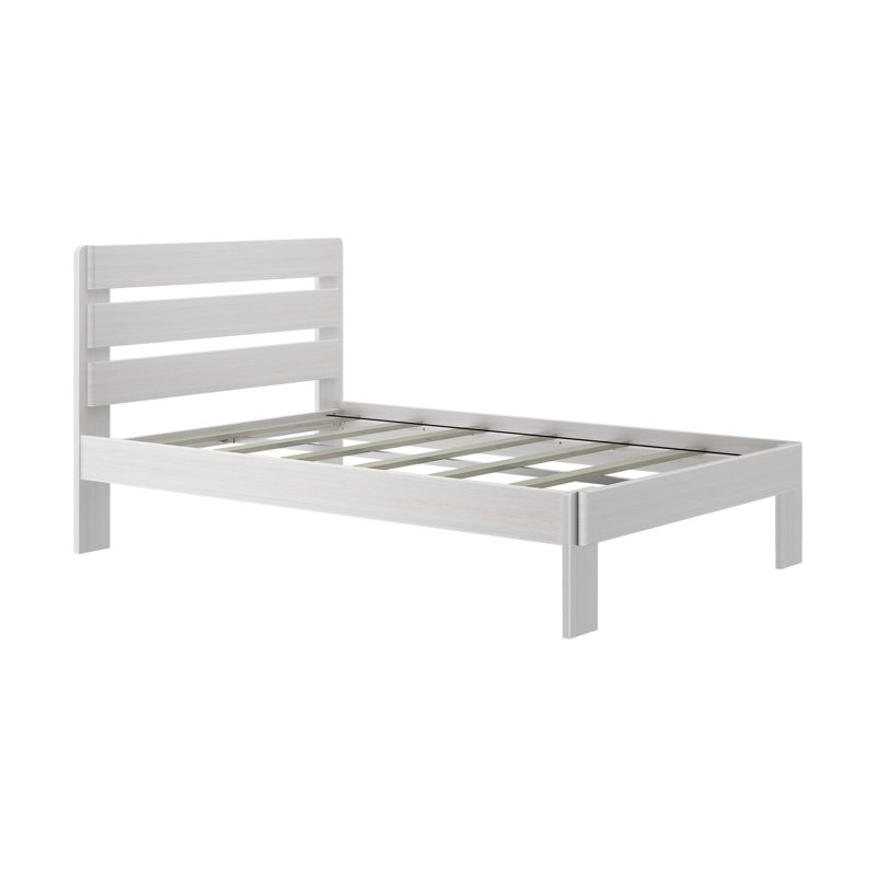  Lit plateforme en bois massif Cyprian Kids, Blanc délavé, Double