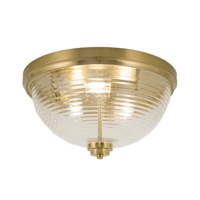 Flush Mount, With Ribbed Clear Bubble Glass