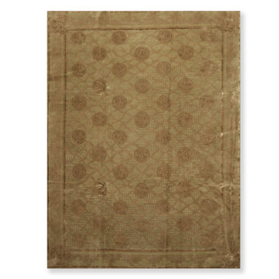 Tapis unique noué à la main brun de 9 pi x 12 pi Natalio