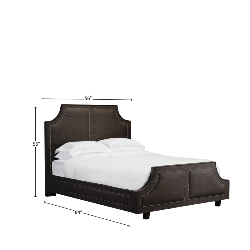 Lit plateforme en tissu d’ameublement Stoller, Double, Cuir - Espresso