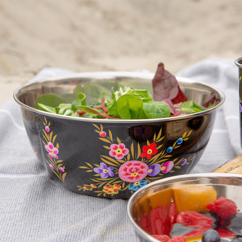3Pc Carbon Pansy Stainless Steel Picnic Bowl Set - By BillyCan