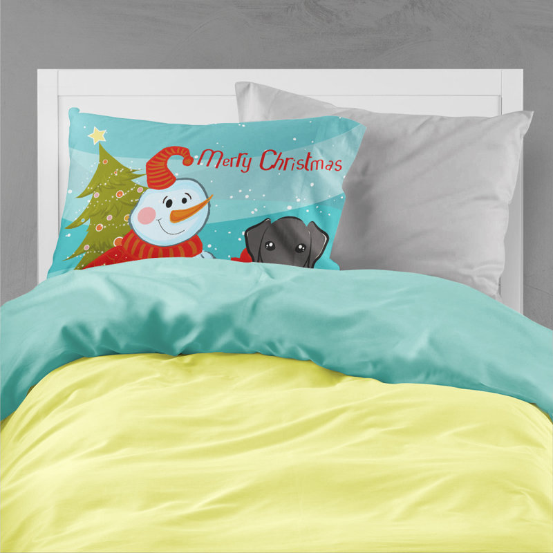  Taie d'oreiller bonhomme de neige avec Jack Russell Terrier, Labrador noir
