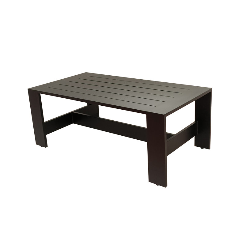 Sterling Metal Outdoor Coffee Table with Slat Top