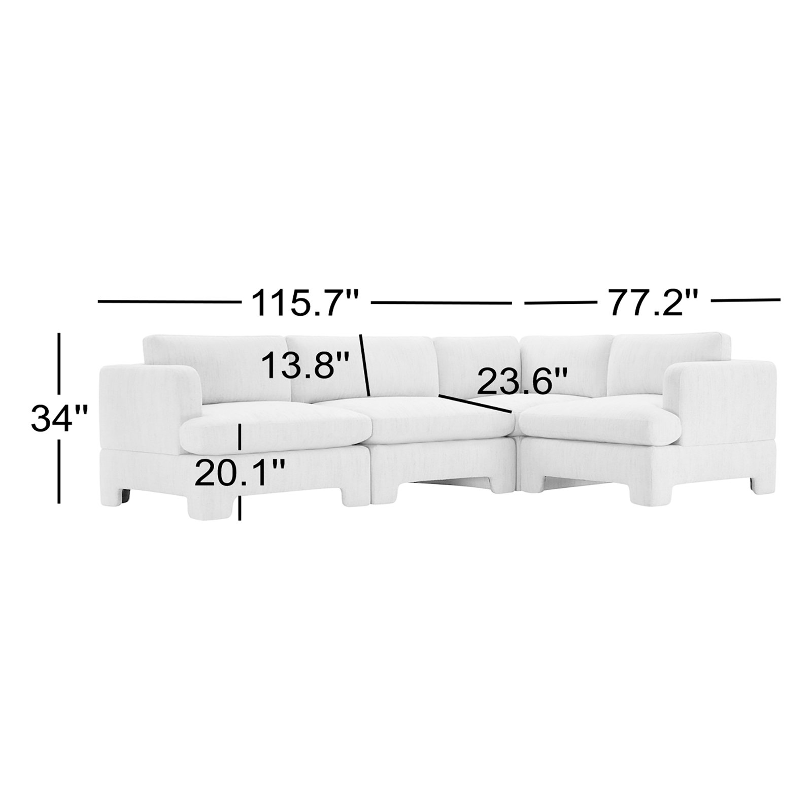 Jolie Modular Sectional, Mellow Natural Textured Boucle