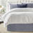 Walker Check Reverse to Solid Indigo/Ivory Cotton Bedskirt-109715498-109715500