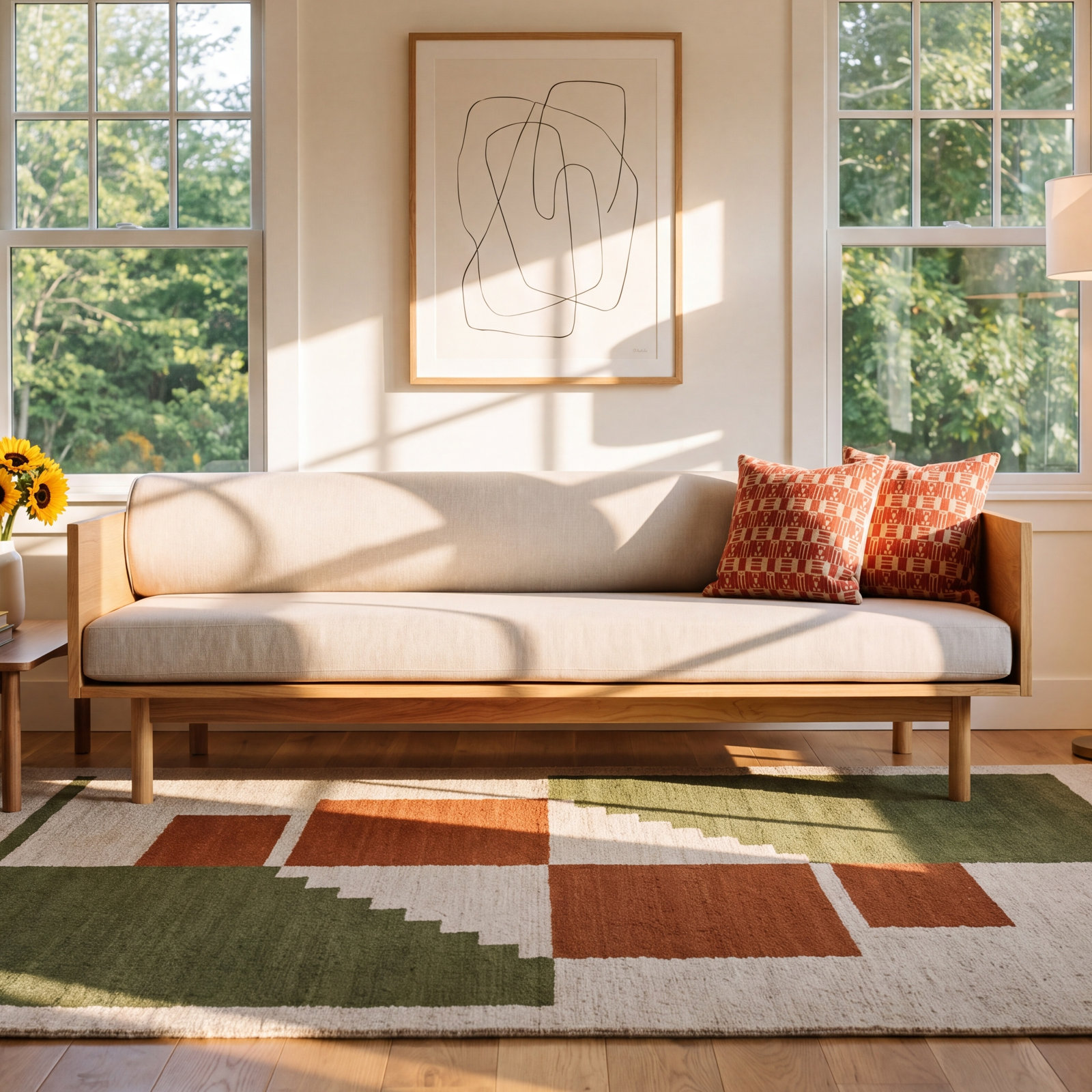 Souvenir 87'' Upholstered Sofa, Bella Loden Performance Velvet, White Oak