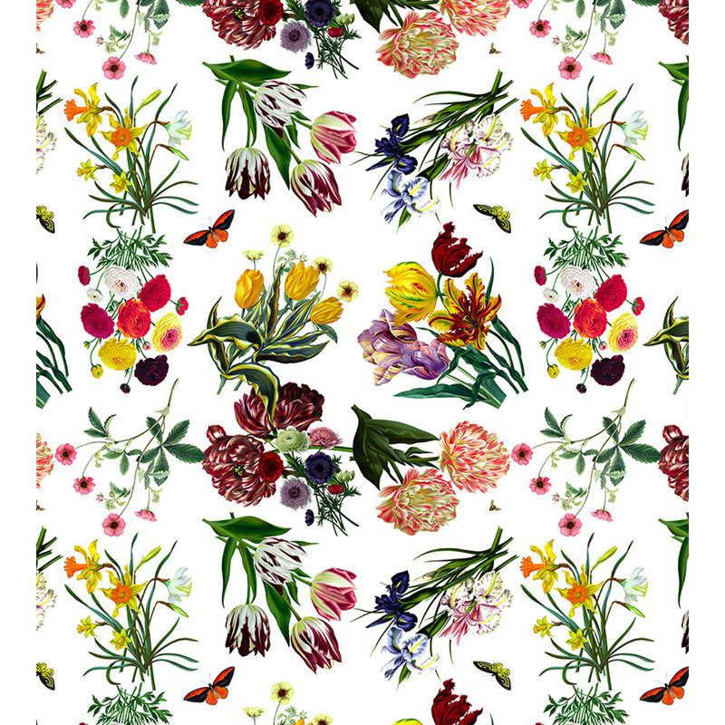 Royal Delft Floral Metallic Wallpaper Roll, White