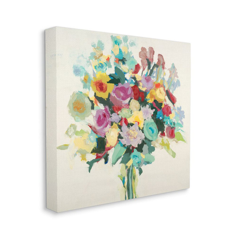 Bouquet de fleurs de printemps pastel-reproduction de peinture, H 24 po x l 24 po x P 1,5 po, Toile tendue