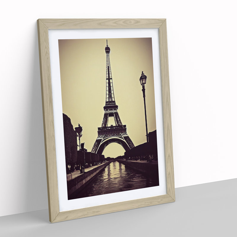 XV1022-4710X Towards The Eiffel Tower - Wall Art, 36cm H x 27cm W, Oak Framed Paper, White